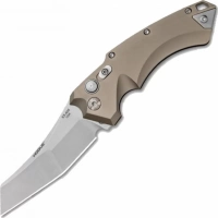 Автоматический складной нож Hogue Wharncliffe EX-A05, клинок Stonewash, сталь 154CM, рукоять пустынный алюминий купить в Тольятти