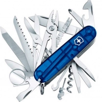 Нож перочинный Victorinox SWISS CHAMP 91мм полупрозрачный синий купить в Тольятти