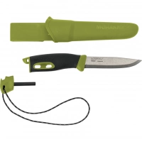 Нож с фиксированным лезвием Morakniv Companion Spark (S) Green, сталь Sandvik 12C27, рукоять резина/пластик купить в Тольятти