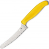 Универсальный кухонный нож Spyderco Z-Cut Serrated Offset Kitchen, сталь CTS™ — BD1 Alloy, рукоять желтый полипропилен купить в Тольятти